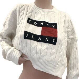 tommy hilfiger tommy jeans knitted sweater white flag US polo
